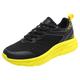 Cross-country ski shoes men's sports shoes, fashionable new pattern, summer mesh, breathable and comfortable, thick sole, casual running shoes, lace-up shoes, men's black shoes, yellow, 44 EU