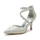 ZhiQin Rhinestone Buckle Bridal Silk Wedding Shoes Women Satin Pumps Pointed Toe High Heel Prom Shoes,Silver,8 UK