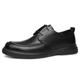Ninepointninetynine Oxford Shoes for Men Lace Up Round Toe Genuine Leather Apron Toe Derby Shoes Low Top Block Heel Non Slip Classic (Color : Black, Size : 6 UK)