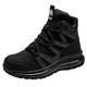 JiuQing Safety Boots Lightweight Steel Toe Cap Industrial Boots Mens Air Cushion Work Sneaker Non-Slip Comfortable,Black,6.5 UK