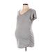 Motherhood Short Sleeve T-Shirt: Gray Tops - Women's Size Large Maternity