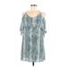 ViX by Paula Hermanny Casual Dress - A-Line V-Neck Sleeveless: Teal Snake Print Dresses - Women's Size Medium