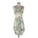 Shein Cocktail Dress Crew Neck Sleeveless: Green Snake Print Dresses - Women's Size X-Small