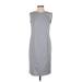 Jones New York Collection Casual Dress - Sheath High Neck Sleeveless: Gray Solid Dresses - Women's Size 4