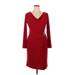 American Living Cocktail Dress - Party Cowl Neck 3/4 sleeves: Burgundy Solid Dresses - Women's Size 14