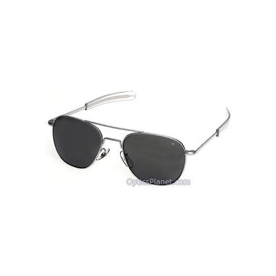 AO Original Pilot Sunglasses Bayonet Matte Chrome Frame True Color Gray Glass Lens 52mm OP-252BTCLGYN-P