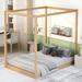 Full Modern Pine Wood Canopy Platform Bed with Support Legs, High Quality Craftsmanship