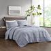 3pc Full/Queen Striated Cationic Dyed Oversized Quilt Set Blue