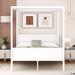 Modern Pine Wood Canopy Bed with Headboard/Footboard, Storage Space Under, Easy Assembly, Queen Size