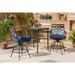 Cambridge Margate 3-Piece High-Dining Set in Ocean Blue with 2 Swivel Chairs and a 33-Inch Square Table - N/A