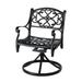 Outdoor Hollow Out Swivel Chair with Curved Armrests, Patio Cast Aluminum Frame Chair with Metal Round Base for Garden, Backyard