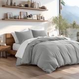 3pc King/King Cal Waffle Weave Solid Textured Comforter Set Light Grey