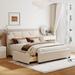 Elegant Linen Upholstered Platform Bed, Brick Pattern Headboard