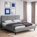 King Size Upholstered Bed Frame in Soft Gray, Sleek Design with Cushioned Headboard and Stable Legs, Suitable for Any Bedroom