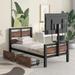 Industrial Metal Twin Platform: 2 Drawers, TV Stand Compatible