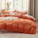 3pc King Size Duvet Cover Set Soft Prewashed Burnt Orange