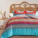 7pcs Queen Size Boho Striped Bed Teal