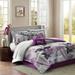 Full Floral Comforter Set with Cotton Bed Sheets Purple