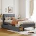 Elegant Linen Upholstered Twin Size Platform Bed with 2 Drawers, Sturdy Pine Wood Frame, Easy Assembly