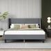 Queen Size Upholstered Platform Bed with Adjustable Headboard in Light Gray, Sturdy Wood Frame, Simple Assembly
