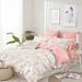 King Duvet Cover Set 100% Cotton Floral White Pink