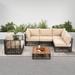 6-Piece Wicker Patio Conversation Set, All-Weather Outdoor Sectional Sofa