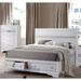 Contemporary White Queen Size Bed with Stylish Wooden Headboard and Dual Dovetail Storage Drawers