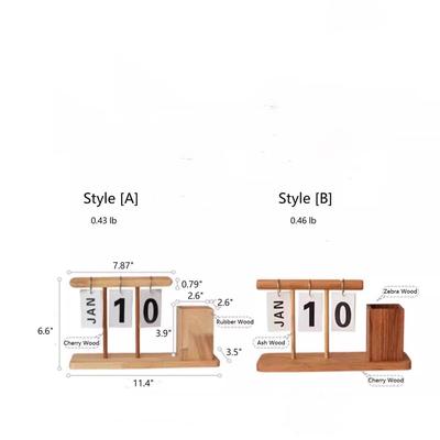 RusticReach Wooden Desktop Calendar with Pen Holder