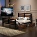 Industrial Metal Twin Platform Bed with 2 Storage Drawers, Rotatable TV Stand