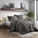 Full/Queen Textured Soft Pleated Comforter Set Lightweight Grey