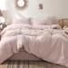 Bedding Duvet Cover Set 100% Washed Cotton Linen Like Textured