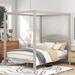 Modern Design Wash Pine Wood Canopy Platform Bed with Headboard and Support Legs
