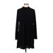 BCBGeneration Casual Dress - Mini High Neck Long sleeves: Black Print Dresses - Women's Size Medium