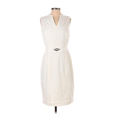 Tahari by ASL Casual Dress - Party V Neck Sleeveless: Ivory Print Dresses - Women's Size 4