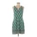 Magnolia Grace Casual Dress - Mini V Neck Sleeveless: Teal Dresses - Women's Size Medium