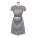 Maison Jules Casual Dress - A-Line Crew Neck Short sleeves: White Stripes Dresses - Women's Size Small