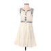 Esley Casual Dress - Mini Scoop Neck Sleeveless: Ivory Print Dresses - Women's Size Small