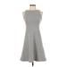 Ann Taylor LOFT Cocktail Dress - A-Line Crew Neck Sleeveless: Gray Dresses - Women's Size 00 Petite