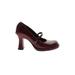 Via Spiga Heels: Slip-on Chunky Heel Cocktail Party Burgundy Print Shoes - Women's Size 6 - Round Toe