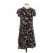 Old Navy Casual Dress - Mini Crew Neck Short sleeves: Black Floral Dresses - Women's Size Small