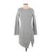 TOBI Casual Dress - Sweater Dress Crew Neck Long sleeves: Gray Marled Dresses - Women's Size Small