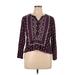 Style&Co Long Sleeve Henley Shirt: Purple Tops - Women's Size 1X