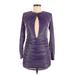 REVOLVE Cocktail Dress - Party Crew Neck Long sleeves: Purple Solid Dresses - Women's Size Medium