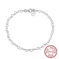 KISS MANDY-Bracelet de cheville réglable en argent regardé 925 pour femme maillon coeur Rolo