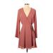 Lush Casual Dress - Wrap: Burgundy Solid Dresses - Women's Size Small