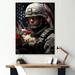 Design Art Military Patriot Solider USA Flag On Canvas Print Metal in Gray | 40 H x 30 W x 1.5 D in | Wayfair PT115985-30-40