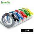 Labelife-5 rouleaux de ruban d'étiquettes en plastique pour gaufrage étiqueteuse en PVC DYMO 9mm