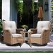 Red Barrel Studio® Schutt 3 piece patio set Outdoor Wicker Glider Rocking & Swivel Chairs w/ Cushions Wicker/Rattan in Yellow | Wayfair