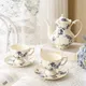 Ensemble de tasses à café rétro en céramique bleu et blanc cafetière tasse exquise thé de