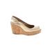 Stuart Weitzman Ankle Boots: Slingback Wedge Bohemian Ivory Solid Shoes - Women's Size 7 - Peep Toe